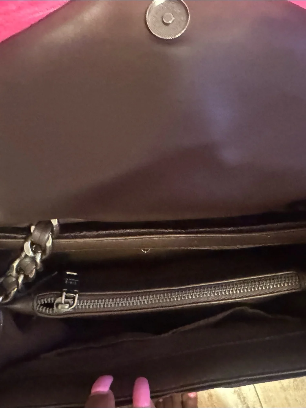 Steve Madden Black Quilted Velvet Shoulder Bag with Chain Strap